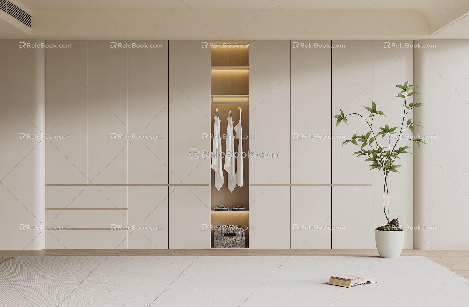 Modern Cream Style Wardrobe Bedroom Wardrobe Children's Room Wardrobe Finished Wardrobe 3d model