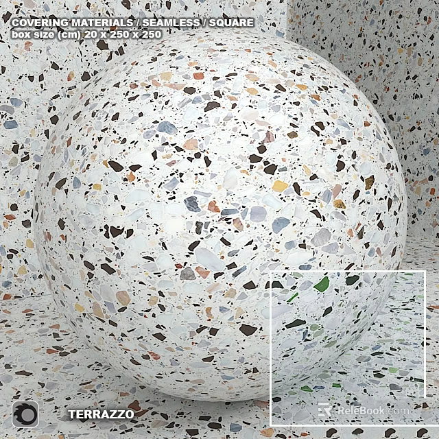Terrazzo Sphere Component With Colorful Stone Chips And Polished Surface Design 3d model