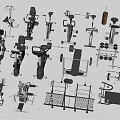 Variety Of Home Gym Sports Equipment Including Treadmill Dumbbells Barbells And Machines