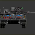 Armored Military Vehicle Tank With Cannon Red Markings And Tracks Design