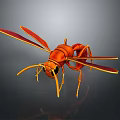 Realistic Orange Wasp 3D Model Featuring Detailed Wings Antennae And Body Features