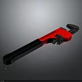 Red and Black Adjustable Wrench Ergonomic Grip Handle Plumbing Hardware Tool 3d model