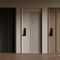 Modern Sleek Security Doors In Black White Brown With Vertical Panels And Locks 3d model