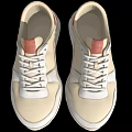 Modern Casual Beige Sneakers with White Soles and Brown Accent Details