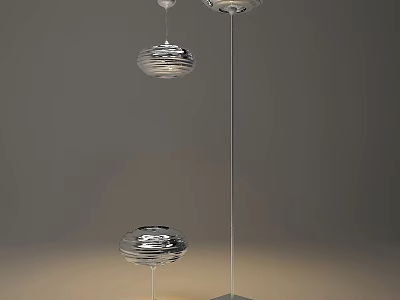 Elegant Modern Spiral Textured Lighting Combination With Pendant And Floor Lamps 3d model