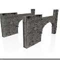 Ancient Solid Stone Architectural Structure With Detailed Archways And Gray Material