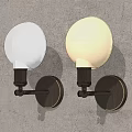 Modern Wall Lamps with White Globe Shades Black Metal Brackets Circular Base