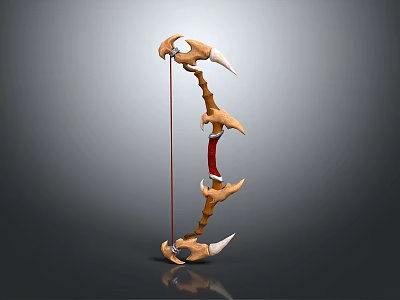 Bone Like Bow Weapon with Spikes and Red String 3D Rendered Design 3d model