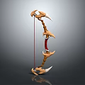 Bone Like Bow Weapon with Spikes and Red String 3D Rendered Design