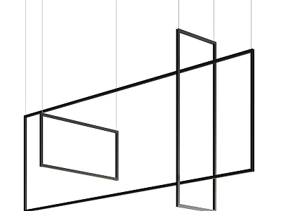 Modern Minimalist Black Geometric Chandelier with Sleek Linear Shapes for Interior Spaces 3d model