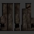 Ancient Architectural Stone Column Components with Various Heights Intricate Carvings and Textured Surfaces