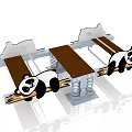 Adorable Panda Shaped Playground Spring Rider With Wooden Seats And Cloud Accents