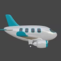 White Blue Passenger Plane Model with Black Windows Wings Tail Wheels and Blue Engine