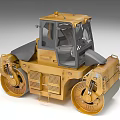 Yellow Heavy Double Drum Road Roller With Cabin Construction Vehicle 3d model
