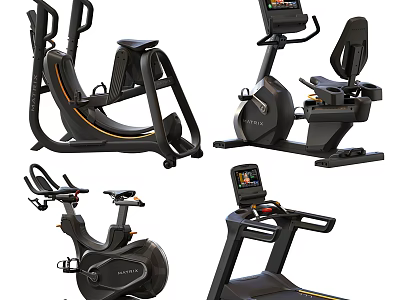 Home Gym Fitness Equipment Featuring Exercise Bikes Elliptical Trainers And Modern Digital Displays 3d model
