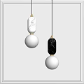 Modern Pendant Lights with White Black Marble Cylinder and Glass Globe Shades