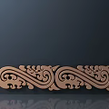 Elegant Brown Carved Decorative Panel With Intricate Scroll And Symmetrical Patterns 3d model