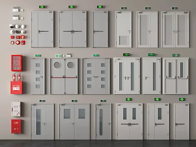 Assorted Fire Safety Doors And Emergency Exit Equipment Collection 3d model