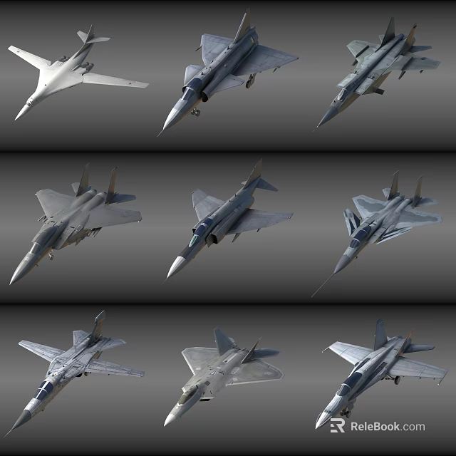 Military Fighter Jets Displayed From Multiple Angles In Airborne Views 3d model 