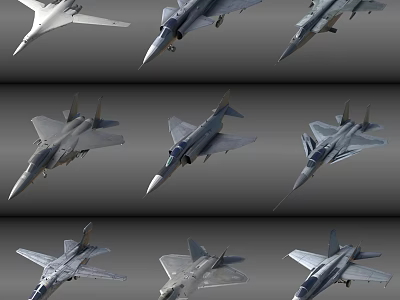 Military Fighter Jets Displayed From Multiple Angles In Airborne Views 3d model