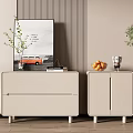 Elegant Modern Entryway Cabinet And Sideboard With Plant Artwork Fruit Bowl And Figurine