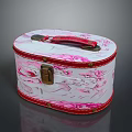 Stylish Clothing Accessory Storage Box With Pink Floral Pattern Red Trim And Handle