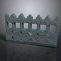 Natural Scenic View With Gray Ornate Railings And Intricate Carvings