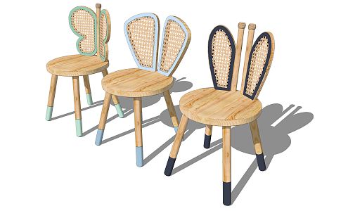 Modern Children's Chair Solid Wood Children's Chair 3d model