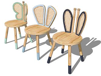 Modern Children's Chair Solid Wood Children's Chair 3d model