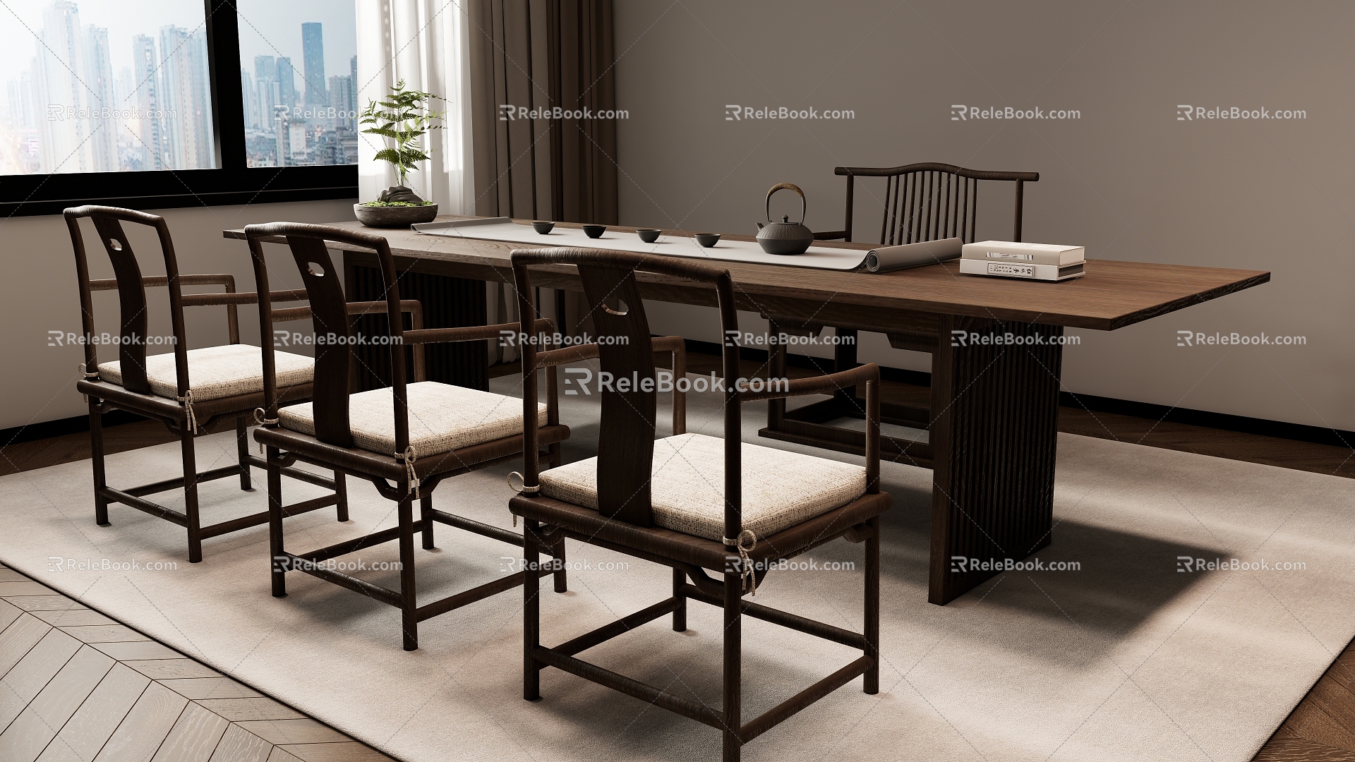 New Chinese Tea Table and Chair Combination Tea Table Tea Table 3d model