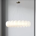 Modern White Pendant Light Design Featuring Circular Petal Shaped Elements 3d model