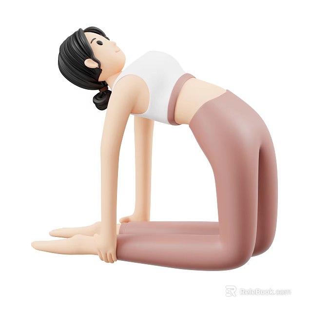 Woman Practicing Yoga Pose Kneeling Backward In White Top And Pink Leggings 3d model 