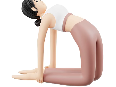 Woman Practicing Yoga Pose Kneeling Backward In White Top And Pink Leggings 3d model