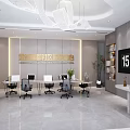 Modern Service Hall Interior With Laptops Black Office Chairs Green Plants And Large Windows