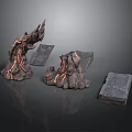 Irregular Wooden Stone Decorative Pieces with Natural Texture and Glowing Lines