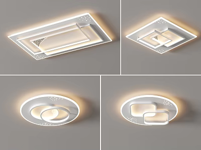 Modern Square And Round Ceiling Lights With Elegant Lighting Design For Home Interior 3d model
