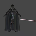 Iconic Darth Vader Game And Movie Character Wearing Black Armor With Red Lightsaber 3d model