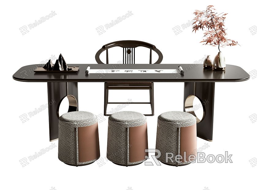 New Chinese Style Desk and Chair model