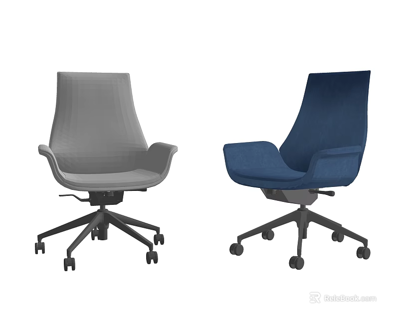Gray And Blue Modern Office Chairs With Wheels For Comfortable Use 3d model