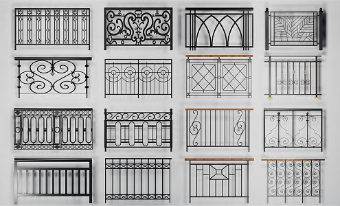 Modern guardrail wrought iron railing 3d model