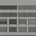 Various Black Metal Railings With Different Horizontal Vertical Slat Designs 3d model