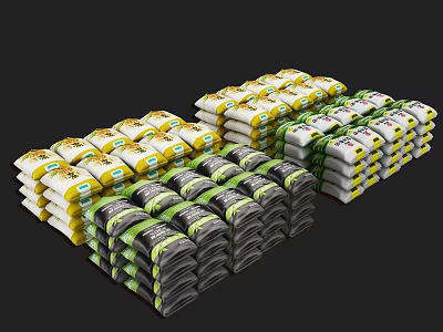 Agricultural Equipment Storage Bags Stacked in Neat Piles for Farming Applications 3d model