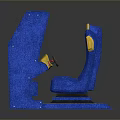 Blue And Yellow Gaming Computer Chair With Control Panel And Joystick