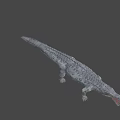 Game Movie Crocodile Character with Open Mouth Sharp Teeth Rough Skin and Horned Head