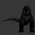 Godzilla Giant Monster 3D Model With Blue Spines In Standing Pose And Detailed Texture