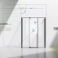 Modern Shower Head In Hexagonal Transparent Glass Shower Enclosure With Black Frame And Wall Niche