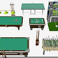 Indoor Sports Equipment Collection Including Pool Tables Ping Pong Table Foosball And Soccer Game Machine