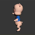 Cute Cartoon Pig Character With Blue Jacket Red Bowtie Open Arms And Closed Eyes