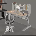 Modern Kids Study Desk With Bookshelf Storage Ergonomic Chair Laptop And Stationery