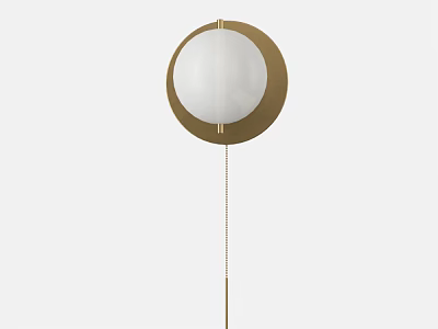 Modern Round Wall Lamp With Gold Frame White Globe Shade And Hanging Chain 3d model